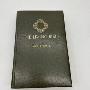 THE LIVING BIBLE  Paraphrased‎ 1973 Tyndale House Green Padded Hardcover